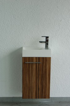 Unterschrank + Waschbecken f�rs G�ste WC, sehr kompakt, zebrano